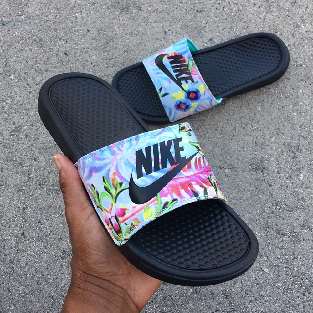 WMNS NIKE BENASSI SLIDES JUST DO IT JDI FLOWERS